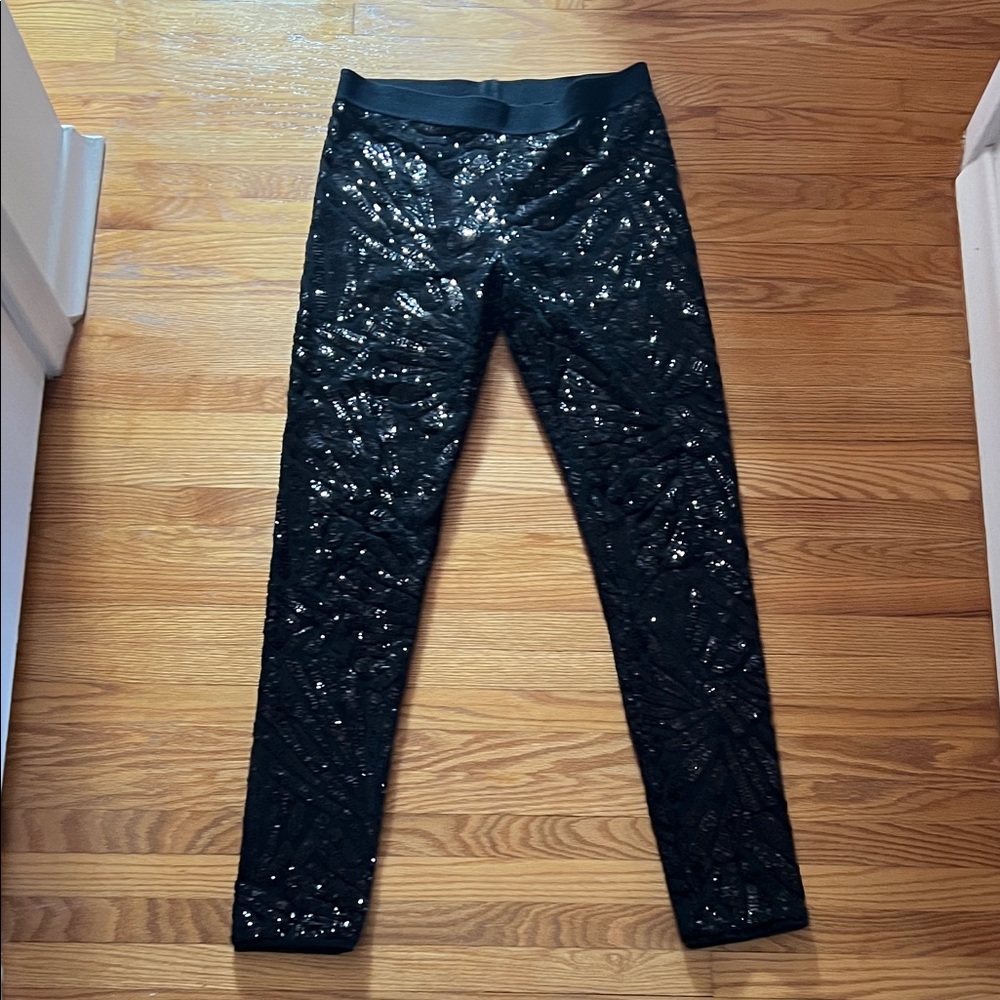 BCBGMaxAzria Black Sequin Jeggings
